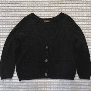 American Apparel Black Knit Cardigan With Pockets One Size
